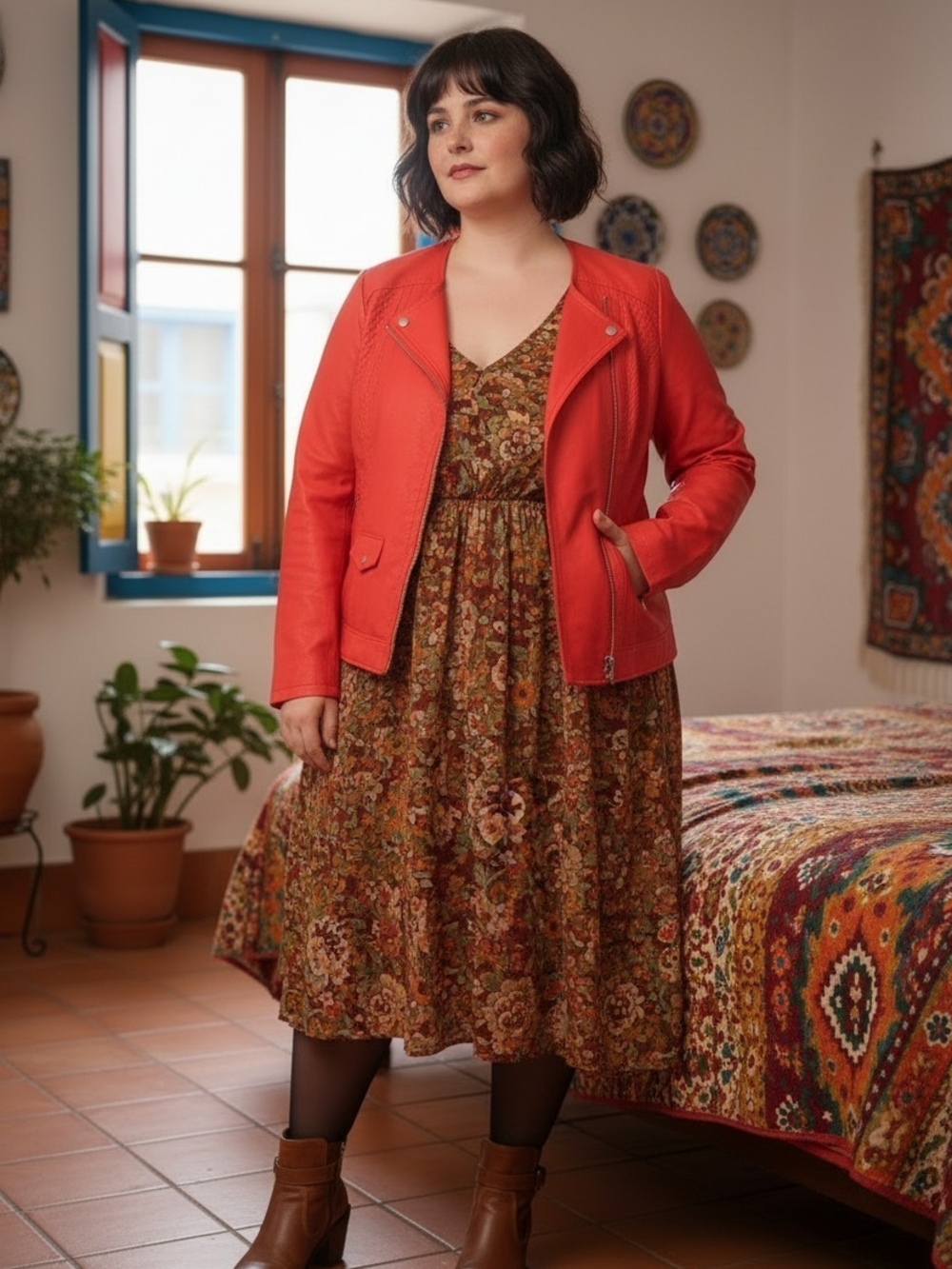 Lane Bryant Red Moto Jacket - Stylish Zip Front